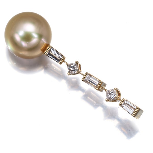 ミキモト ペンダントトップ ゴールデン 白蝶真珠 12.0mm ダイヤ 0.64ct  2種カット K18YG ソ