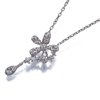 ヴァンドーム ネックレス ダイヤ ダイヤモンド 0.10ct フラワー K18WG 