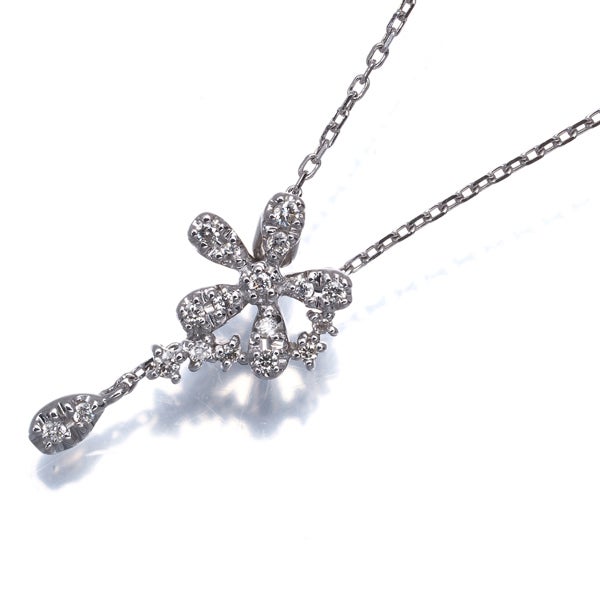 ヴァンドーム ネックレス  ダイヤ 0.10ct  フラワー K18WG 