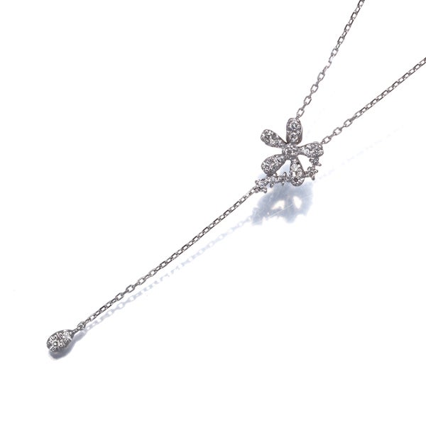 ヴァンドーム ネックレス  ダイヤ 0.10ct  フラワー K18WG 