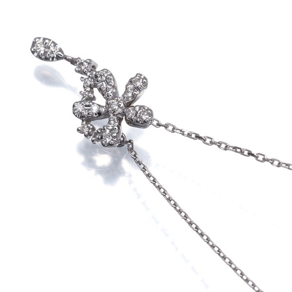 ヴァンドーム ネックレス  ダイヤ 0.10ct  フラワー K18WG 