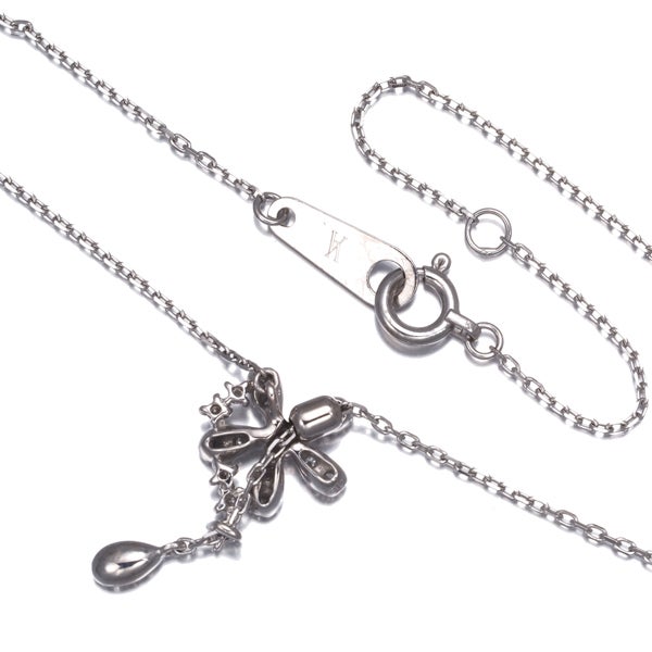 ヴァンドーム ネックレス  ダイヤ 0.10ct  フラワー K18WG 