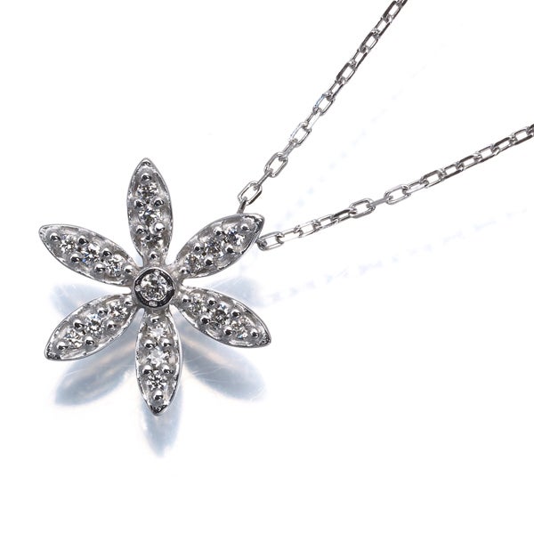 ヴァンドーム ネックレス  ダイヤ 0.11ct  フラワー K18WG 