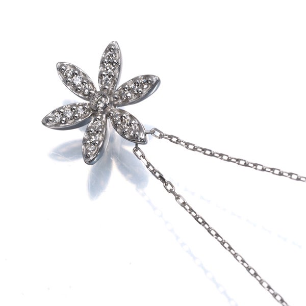 ヴァンドーム ネックレス  ダイヤ 0.11ct  フラワー K18WG 
