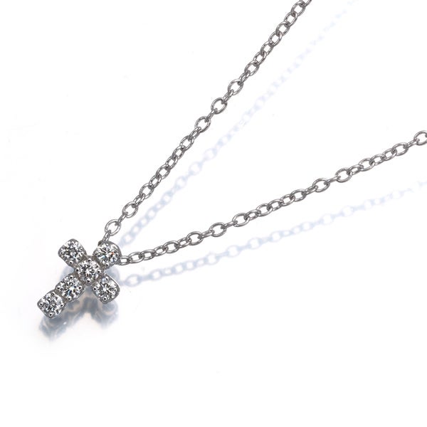 ポンテヴェキオ ネックレス  ダイヤ 0.12ct  クロス K18WG 