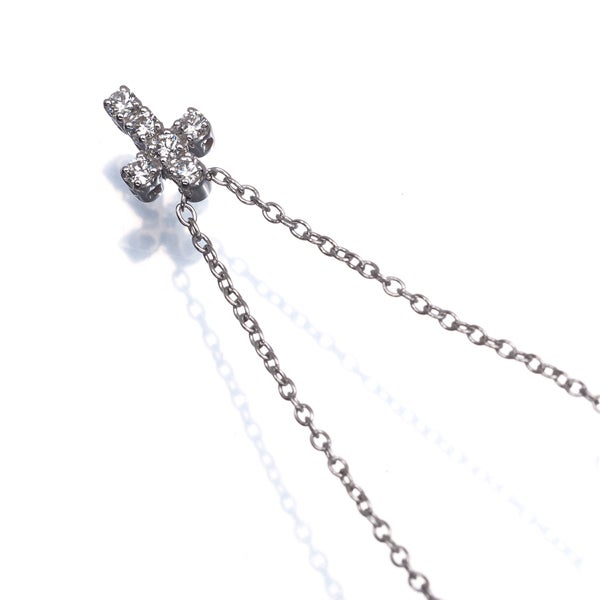 ポンテヴェキオ ネックレス  ダイヤ 0.12ct  クロス K18WG 
