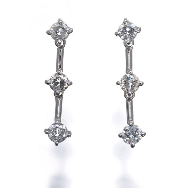  ダイヤ 0.50ct/0.50ct 3P 揺れる  ピアス K18WG 