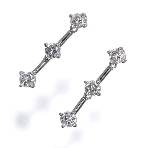  ダイヤ 0.50ct/0.50ct 3P 揺れる  ピアス K18WG 