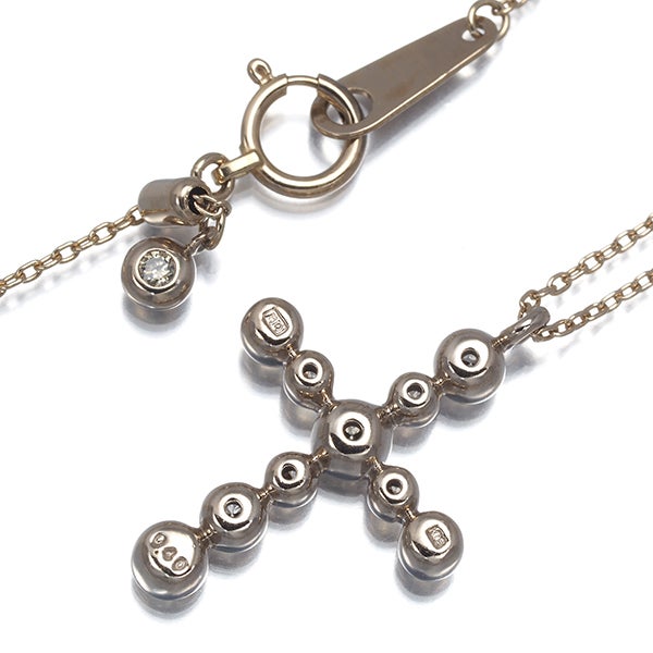 カシケイ ネックレス ブラウン ダイヤ 0.40ct ベゼル クロス ロング K18BG 箱