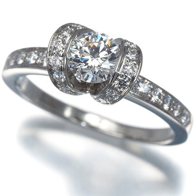 ティファニー リング  ダイヤ 0.50ct F VVS2 EX リボン ソリティア 12号 Pt950 鑑定書