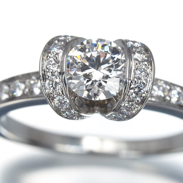 ティファニー リング  ダイヤ 0.50ct F VVS2 EX リボン ソリティア 12号 Pt950 鑑定書