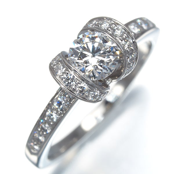 ティファニー リング  ダイヤ 0.50ct F VVS2 EX リボン ソリティア 12号 Pt950 鑑定書
