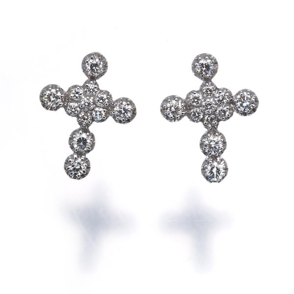 スタージュエリー ピアス  ダイヤ 0.23ct/0.23ct  クロス K18WG 