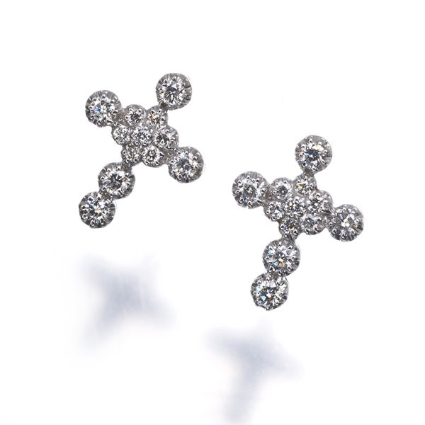 スタージュエリー ピアス  ダイヤ 0.23ct/0.23ct  クロス K18WG 