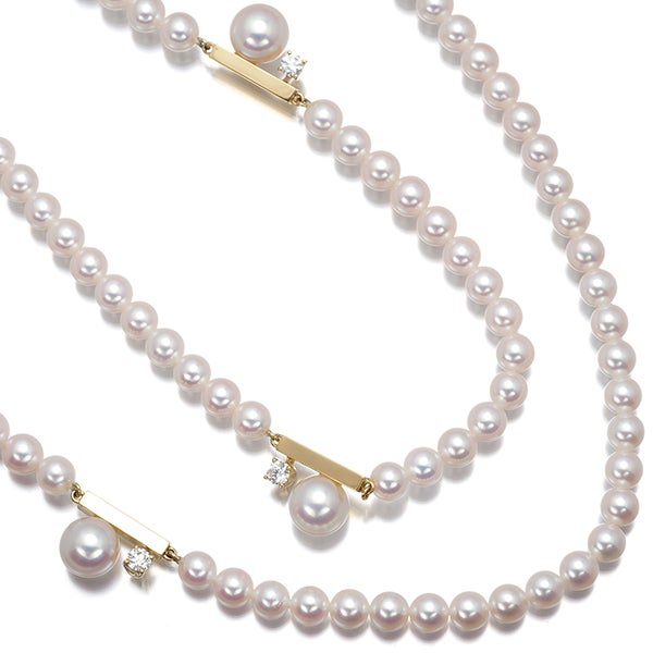 タサキ ネックレス アコヤ真珠 4.5-7.3mm ダイヤ 0.21ct プチバランスクラス ロング K18 保