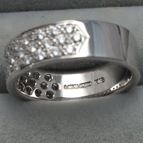 ミキモト リング  ダイヤ 0.44ct  パヴェ ハーフエタニティ 10号 K18WG 