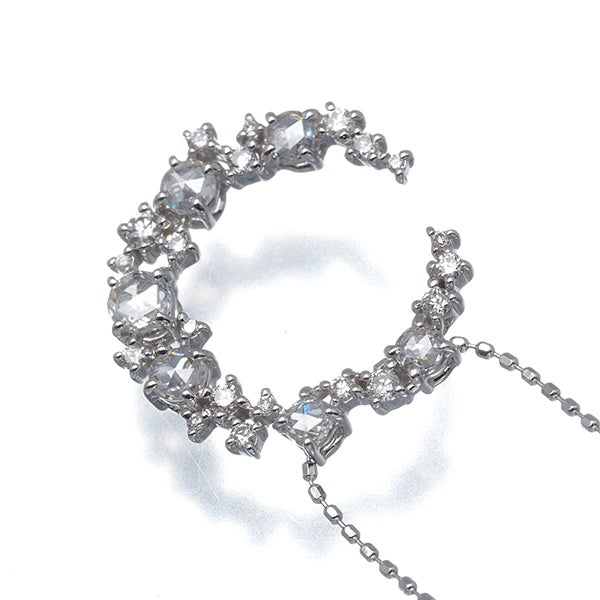  ローズカットダイヤ 0.47ct ムーン  ネックレス K18WG 