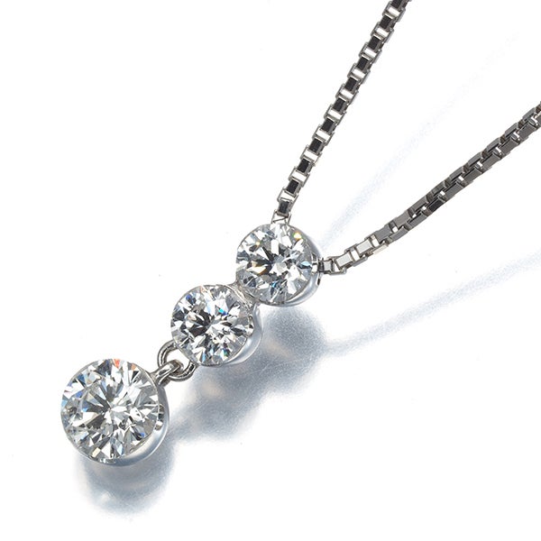  ダイヤ 1.00ct 3P  ネックレス Pt900/Pt850 