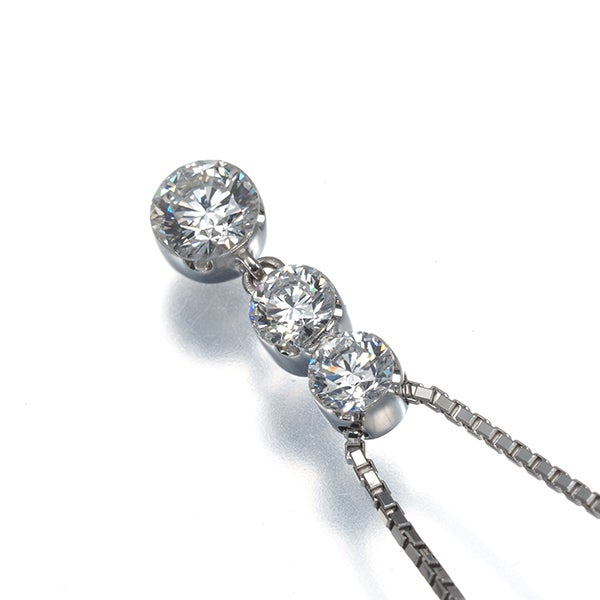  ダイヤ 1.00ct 3P  ネックレス Pt900/Pt850 