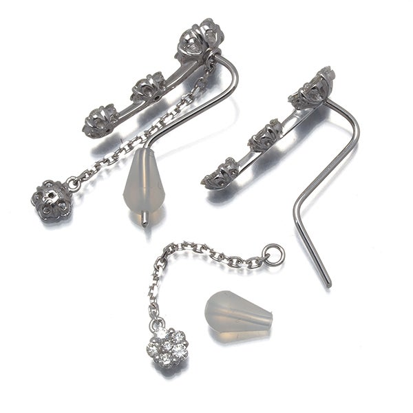  ダイヤ 0.45ct/0.45ct/0.10ct/0.10ct フラワー 2WAY  ピアス K18WG 