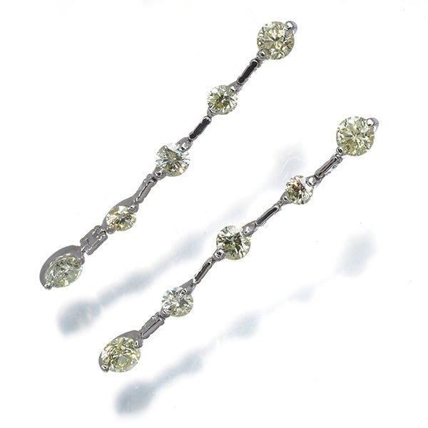  イエローダイヤ 1.50ct/1.50ct 揺れる 5P  ピアス Pt900 