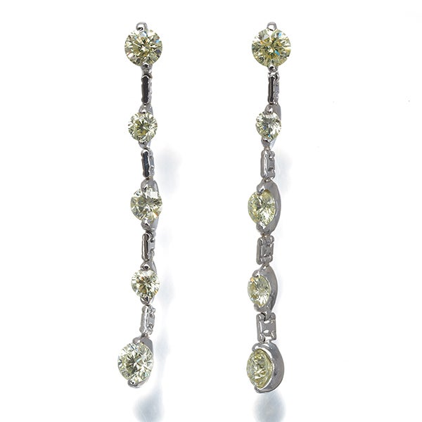  イエローダイヤ 1.50ct/1.50ct 揺れる 5P  ピアス Pt900 