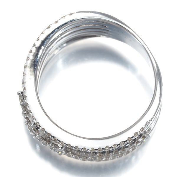ブラック＆クリア ダイヤ 0.43ct/0.45ct 透かし  リング K18WG 
