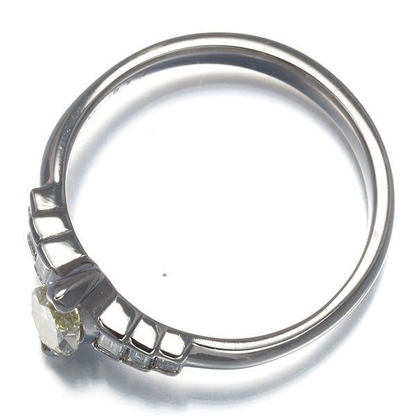 イエロー＆クリア ダイヤ 0.73ct/0.40ct マーキス バゲット 2種カット  リング Pt900 