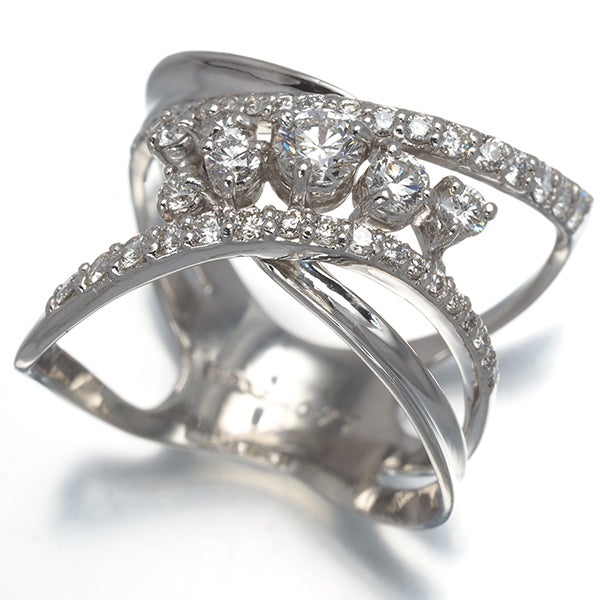  ダイヤ 0.77ct 透かし グラデーション  リング Pt900 