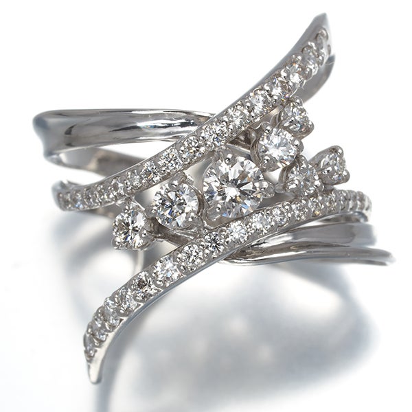  ダイヤ 0.77ct 透かし グラデーション  リング Pt900 