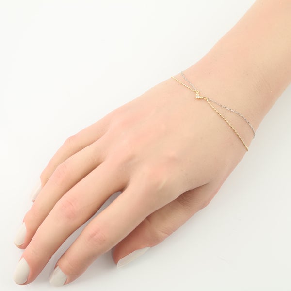 ケイウノ ブレスレット  ダイヤ 0.03ct  ディズニー ミッキーマウス 2連 一粒 K18YG/Pt850 