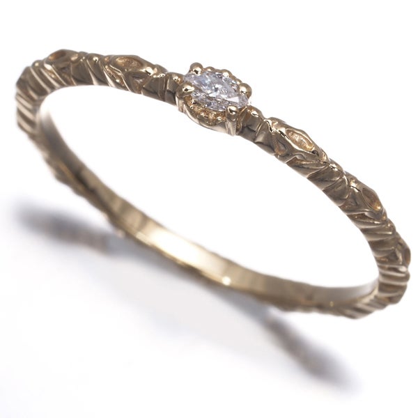 アガット リング  ダイヤ 0.03ct  マーキスカット  一粒 9号 K10YG 