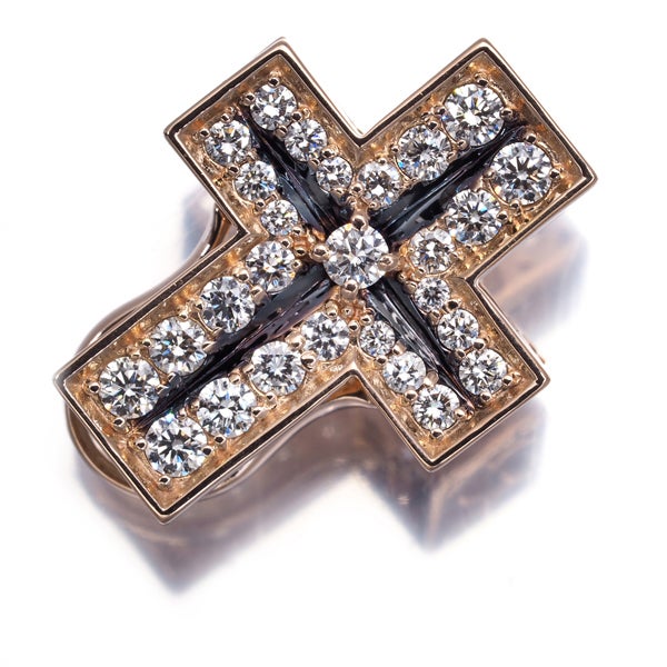 ゆきざき ペンダントトップ  ダイヤ 0.61ct ダブルトップ クロス K18PG/ブラックコーティング 