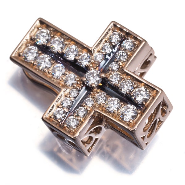ゆきざき ペンダントトップ  ダイヤ 0.61ct ダブルトップ クロス K18PG/ブラックコーティング 