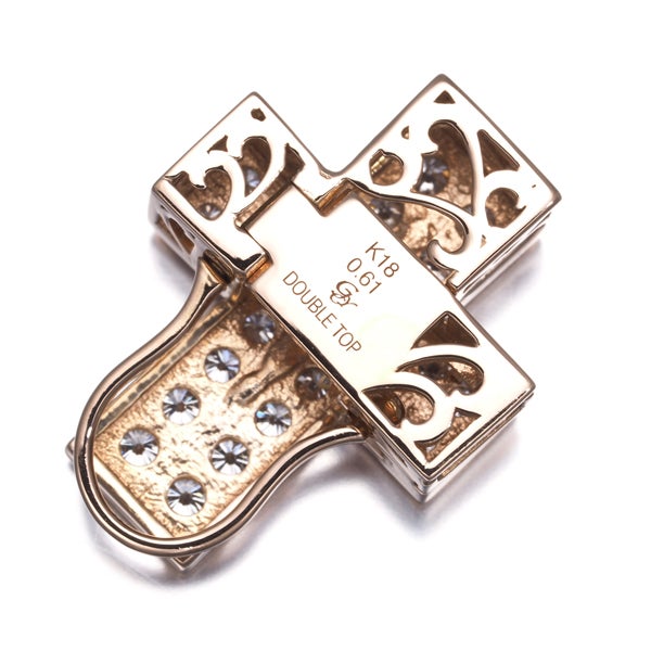 ゆきざき ペンダントトップ  ダイヤ 0.61ct ダブルトップ クロス K18PG/ブラックコーティング 