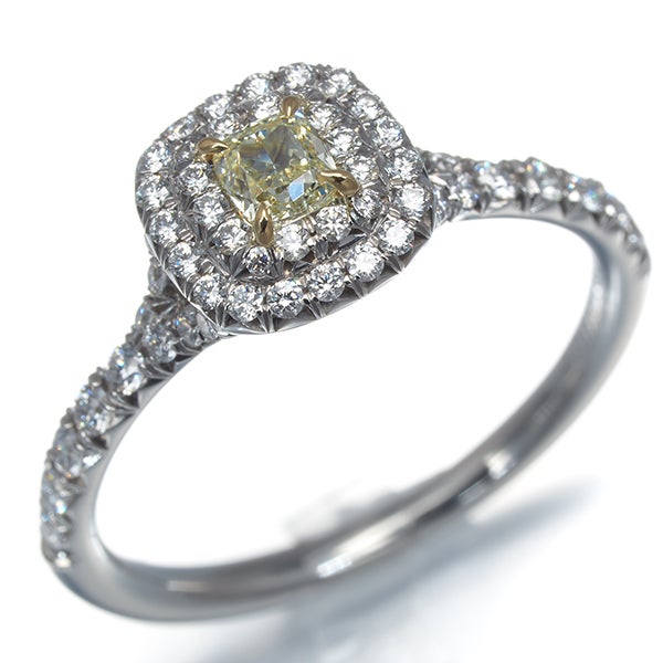 ティファニー リング イエロー&クリア  ダイヤ 0.23ct ソレスト 12号 Pt950 