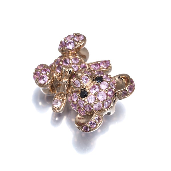  ピンクサファイア 0.60ct  ブラックダイヤ 0.02ct ベア  ペンダントトップ K18PG 
