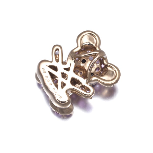  ピンクサファイア 0.60ct  ブラックダイヤ 0.02ct ベア  ペンダントトップ K18PG 