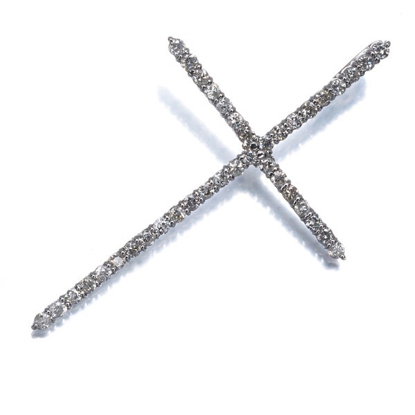  ダイヤ 0.50ct クロス  ペンダントトップ K18WG 