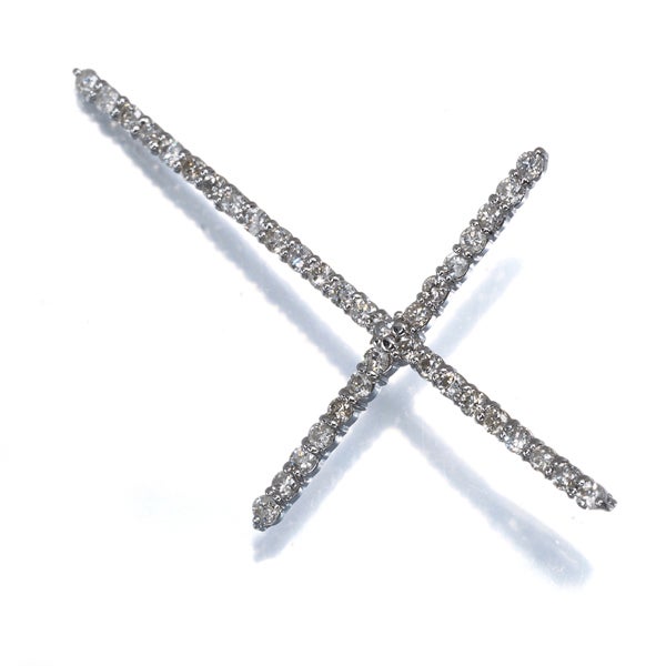  ダイヤ 0.50ct クロス  ペンダントトップ K18WG 