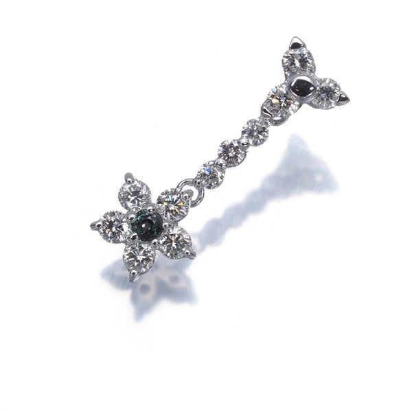  アレキサンドライト 0.04ct  ダイヤ 0.45ct フラワー  ペンダントトップ K18WG 