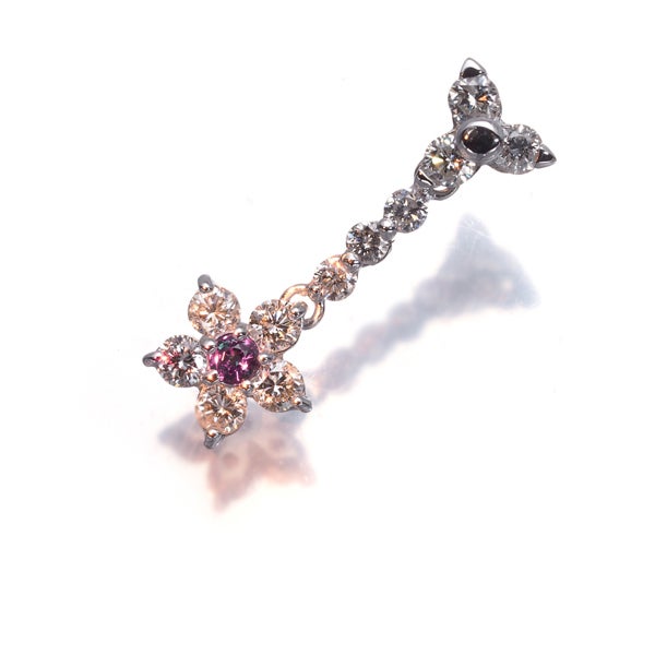  アレキサンドライト 0.04ct  ダイヤ 0.45ct フラワー  ペンダントトップ K18WG 