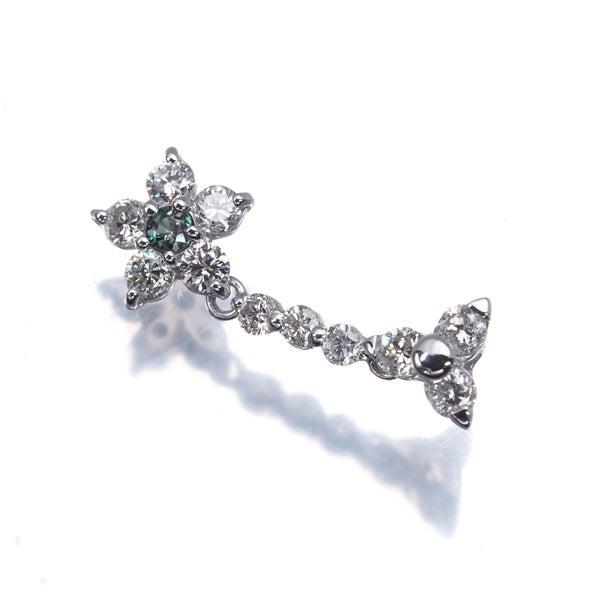  アレキサンドライト 0.04ct  ダイヤ 0.45ct フラワー  ペンダントトップ K18WG 