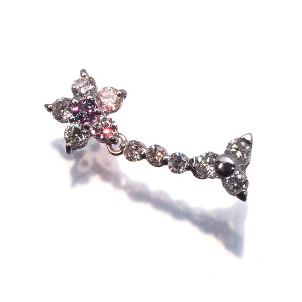  アレキサンドライト 0.04ct  ダイヤ 0.45ct フラワー  ペンダントトップ K18WG 