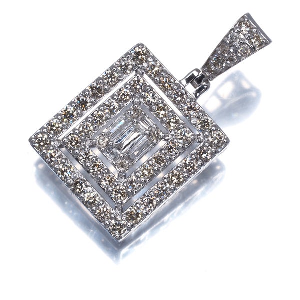ブラウン&クリア ダイヤ 0.15ct/0.70ct  テーパー 2種カット ペンダントトップ K18WG 