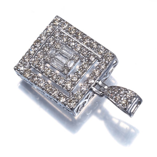 ブラウン&クリア ダイヤ 0.15ct/0.70ct  テーパー 2種カット ペンダントトップ K18WG 