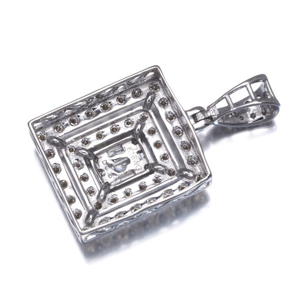 ブラウン&クリア ダイヤ 0.15ct/0.70ct  テーパー 2種カット ペンダントトップ K18WG 