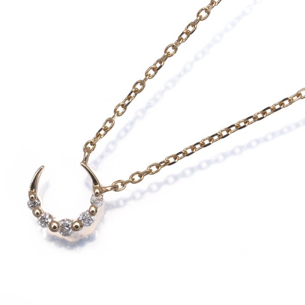 アガット ネックレス  ダイヤ 0.049ct  ムーン K10YG 