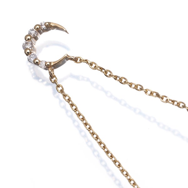 アガット ネックレス  ダイヤ 0.049ct  ムーン K10YG 