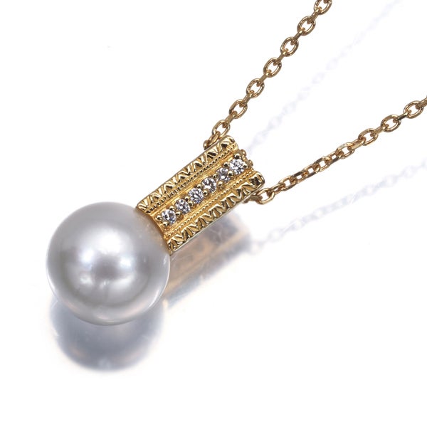 ミキモトペルリータ ネックレス  アコヤ真珠 8.7mm  ダイヤ 0.04ct   K18YG 